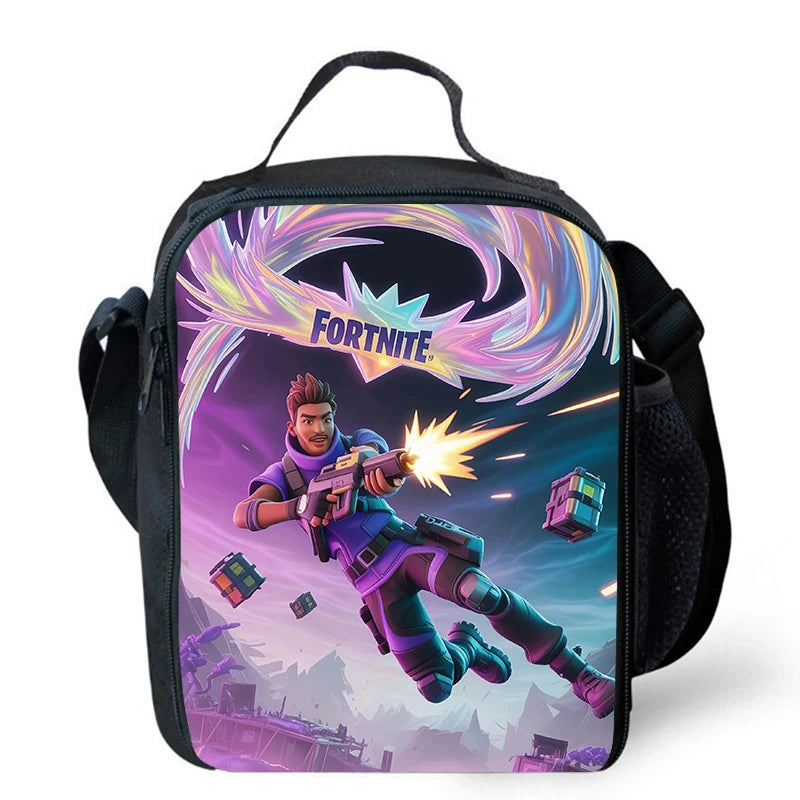 Risankasta torba za kosilo Fortnite, prenosna izolirana torba za kosilo, večkratno uporabna torba za shranjevanje hrane, primerna za otroke in študente.