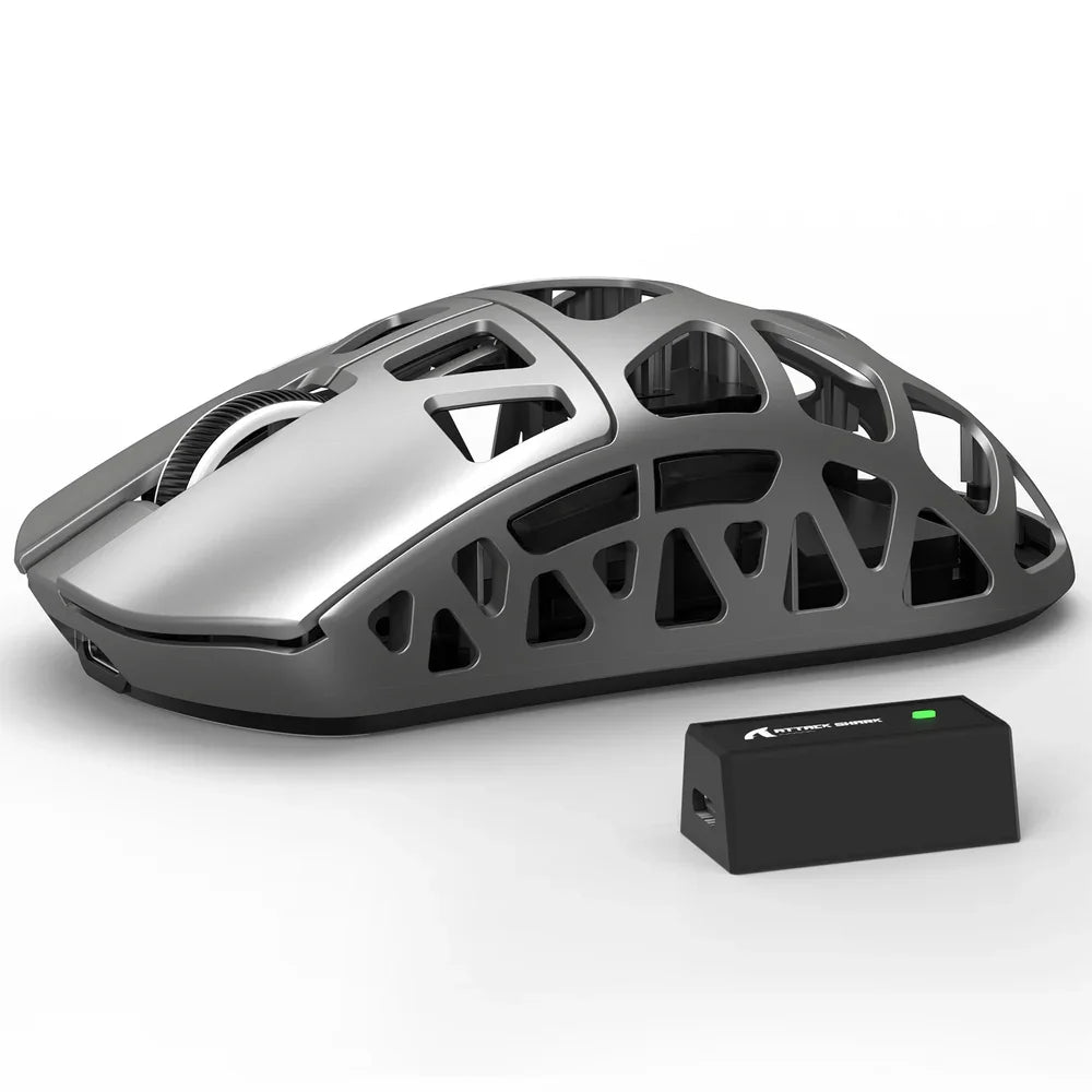 Ratón gaming ATTACK SHARK R3 de aleación de magnesio 8K SUPERLIGHT 8000Hz 6 DPI ajustables hasta 26000 PAW3395 BT/2.4G inalámbrico/con cable