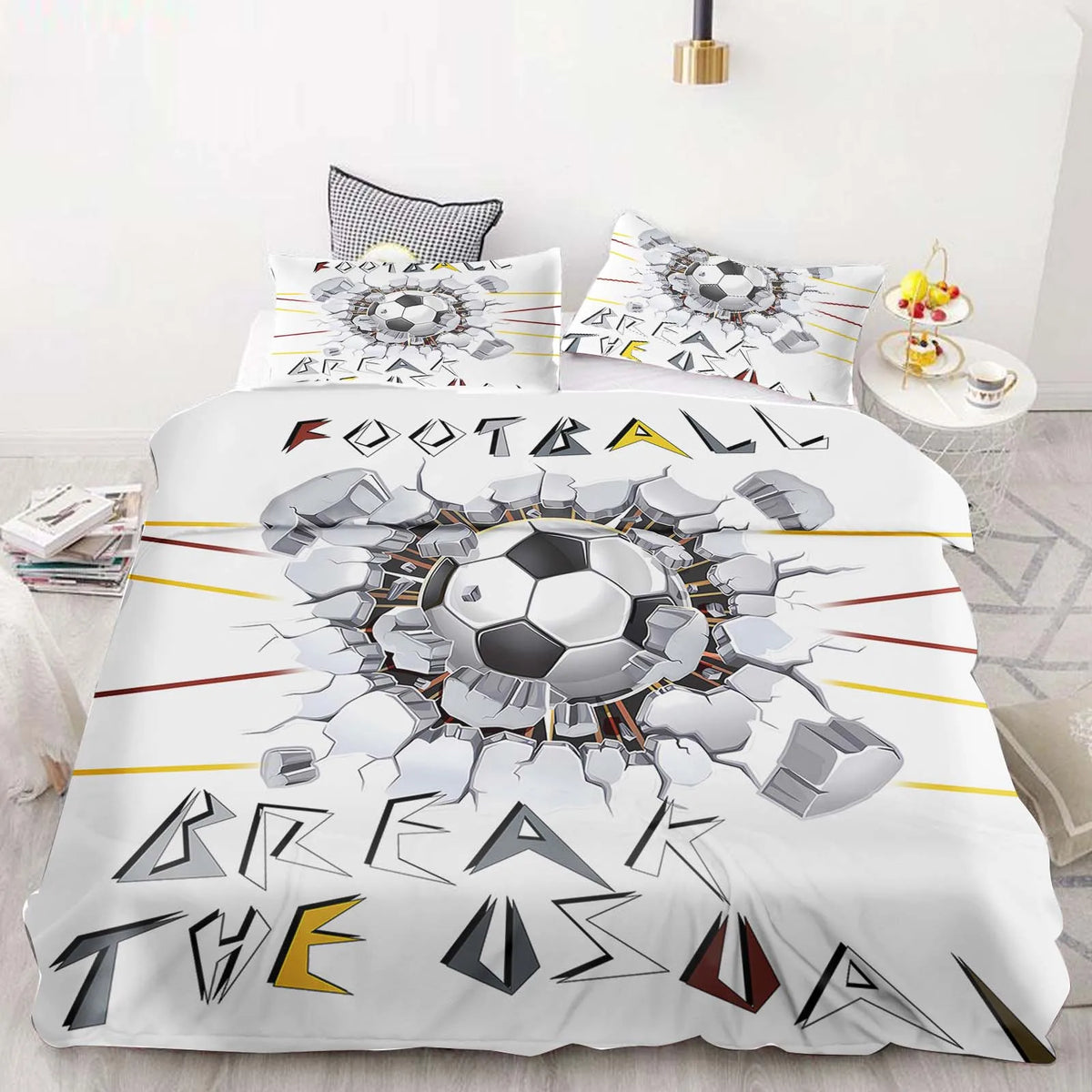 Football Duvet Cover Set Comforter Bedding 3d Children'S Bedding Set 3-Piece 1 Quilt Cover King Size