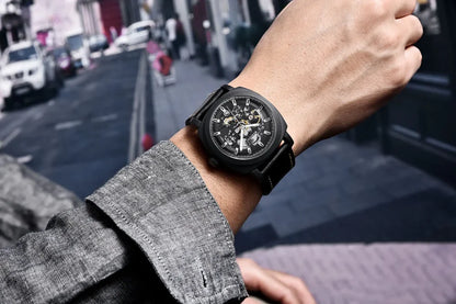 BENYAR Watch for Men Luxury Skeleton Tourbillon Automatic Mechanical Men's Watch 30M Waterproof Leather Strap Sports Reloj Hombre