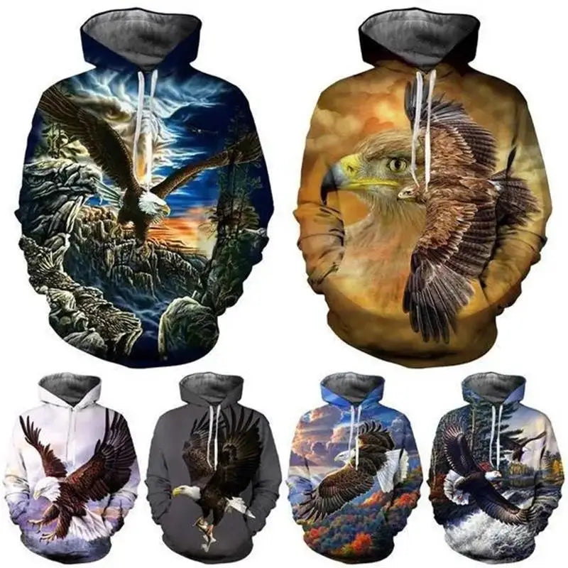 US Eagle Graphic Hoodie Men’s Clothing 3D Bald Eagle Printing Hoodies Women Pullovers Harajuku Fashion Y2K Tops Hoody Sweatshirts
