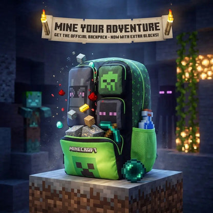 In Stock Minecraft Backpack Large Capacity Lightweight Pressure Relief Cartoon Print Outdoor Travel Hiking For Men Students