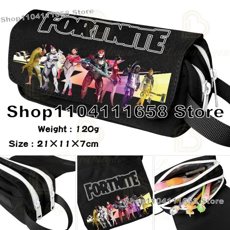 Fortnite Large Capacity Waterproof Velcro Pencil Case, Student Black Estuche Stationery School Pennenzak Supplies