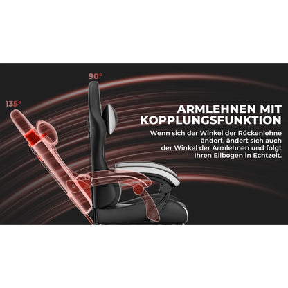 Ergonomic Gaming Chair with Lumbar Support, Adjustable Headrest, Footrest, Height Adjustable Office Gaming Chair for Adults