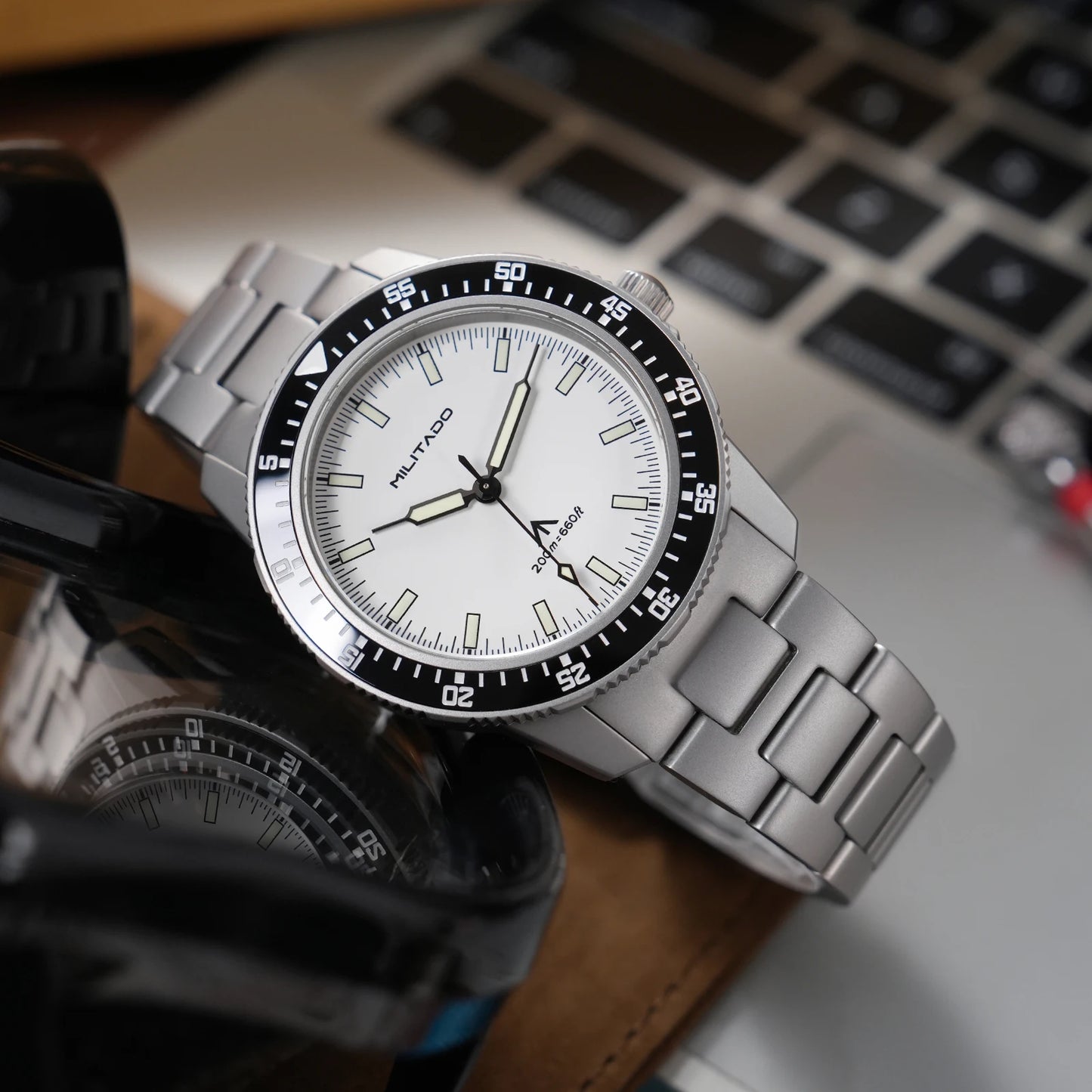 MILITADO ML25 VH31 Sweep Second Quartz Watch Men Swiss Ronda 515 Movement 200m Sapphire Crystal Ceramic Bezel 316L Steel Watches