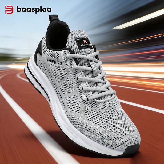 Baasploa Men's Running Shoes Brand, Male Designer Mesh Casual Sneakers, Lightweight Lace-Up New Male Outdoor Sports Tennis Shoes