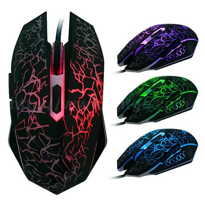 Mouse da gaming cablato USB 2400 DPI con retroilluminazione LED, mouse professionale per gamer, ergonomico, per PC, laptop e MacBook