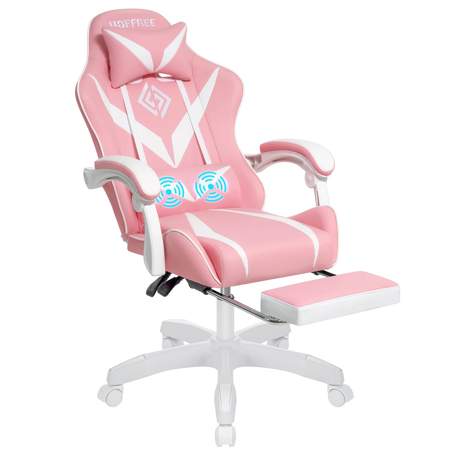 400Lbs Load Gaming Chair with Massage Ergonomic Computer Chair Footrest and Lumbar Support Reclining PC Chair Adjustable Armrest