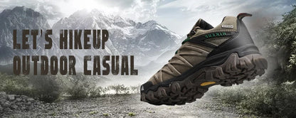 HIKEUP High-Quality Leather Hiking Shoes, Durable Outdoor Sport Men Trekking Leather Shoes, Lace-Up Climbing Hunting Sneakers