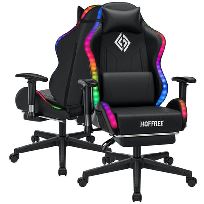 250Lbs Load LED Gaming Chair for Children 8-15 Years, Adjustable Gamer Chair with LED Lighting, Footrest & Lumbar Support