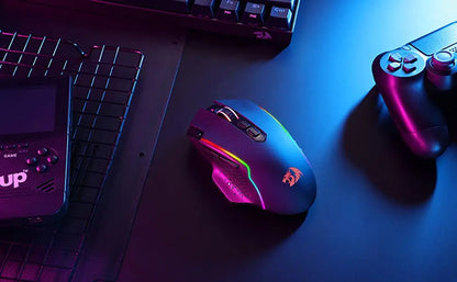 Rato Gaming Sem Fios Redragon M810 Pro, 10000 DPI, Rato Gamer com Fio c/ Tecla Rapid Fire, 8 Botões Macro, Rato Preto/Branco