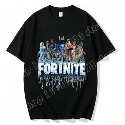 Fortnite Crew Neck T-Shirt Unisex Adult Game Dance Fashion New Pure Cotton Short Sleeve Tops Perfect for Casual Wear Vacations