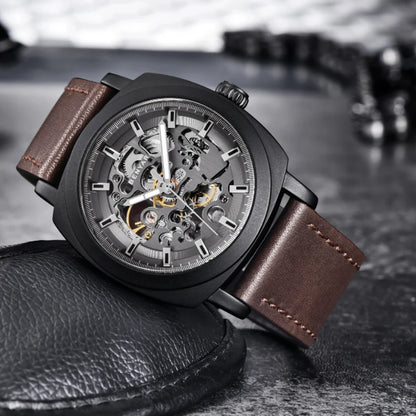 BENYAR Watch for Men Luxury Skeleton Tourbillon Automatic Mechanical Men's Watch 30M Waterproof Leather Strap Sports Reloj Hombre