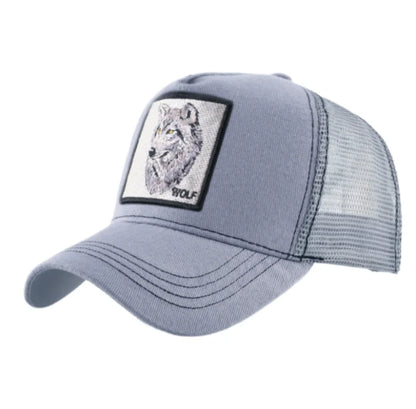 Wolf Patch Embroidery Mesh Baseball Cap Adjustable Fashion Hip Hop Trucker Men Women Outdoor Breathable Visor Snapback Hat Gift