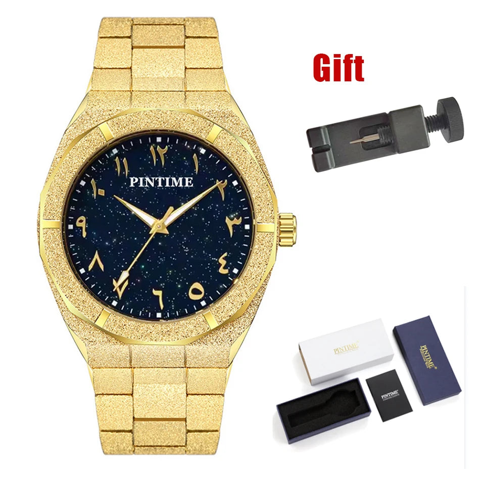 Men's wristwatch Starry Frosted Men Quartz Watch Fashion And Luxury Gentleman Watches Golden Watch Waterproof Silver Accessories