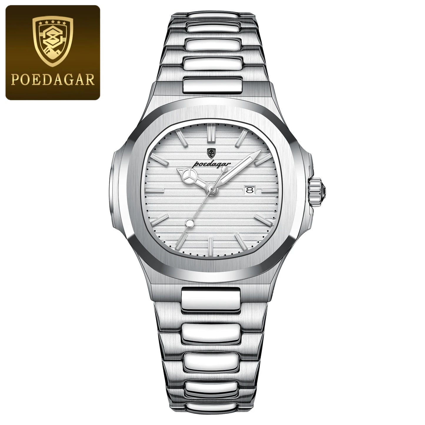POEDAGAR Square Luxury Watch For Woman Waterproof Luminous Date Ladies Wristwatch Stainless Steel Fashion Quartz Women's Watches