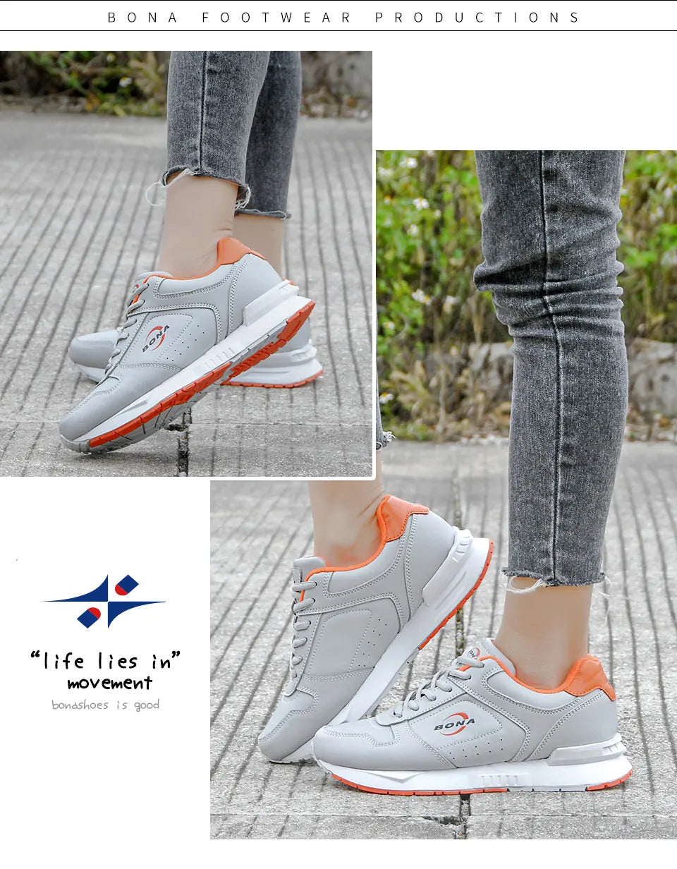 BONA 2023 New Designers Brand Classics  Light Sneakers Women Fashion Running Shoes Casual Walking Footwear Ladies Comfort