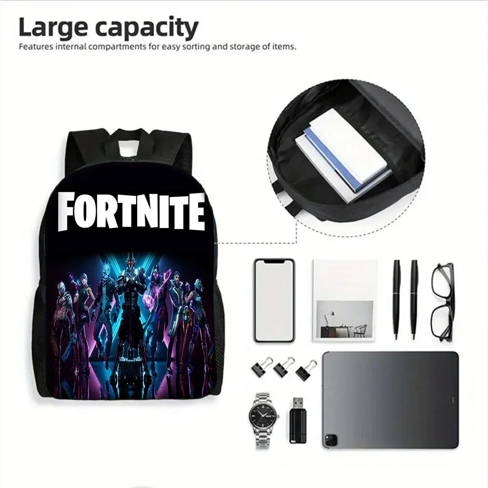 Hot Game Child School Backpack with Lunch Bags, Design-F-FortniteS Pencil Bags, School Bags for Boys Girls Best Gift