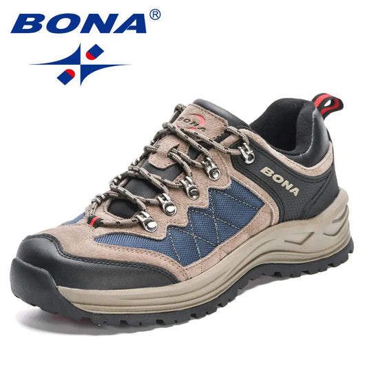 BONA 2023 New Designer Hiking Shoes Trekking Sneakers Men Walking Fishing Camping Jogging Shoes
