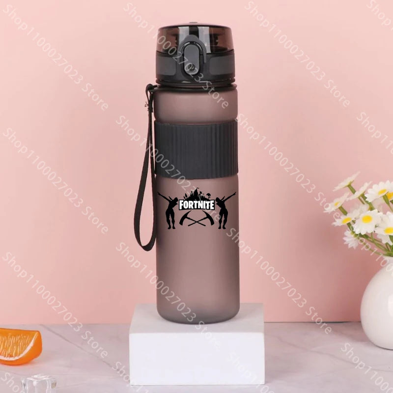 550ML Cartoon Fortnite Adult Sport Water Bottle, Motivational Leak-Proof Portable Reusable Plastic Cup, Large Capacity Water Cup