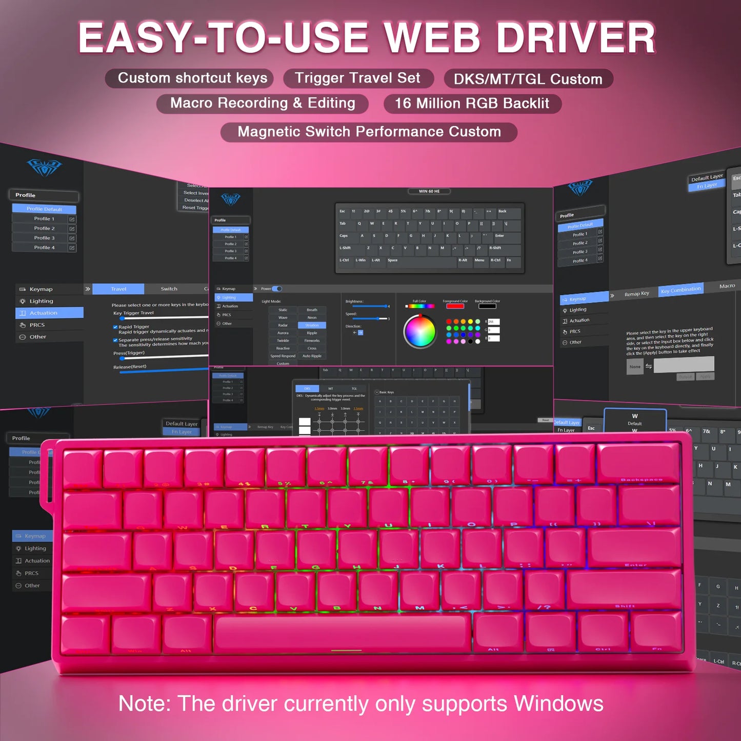 WIN60PRO Magnetic Switch Keyboard Rapid Trigger 8K Return RGB Hotswap 60% Layout Esports Gaming Keyboard