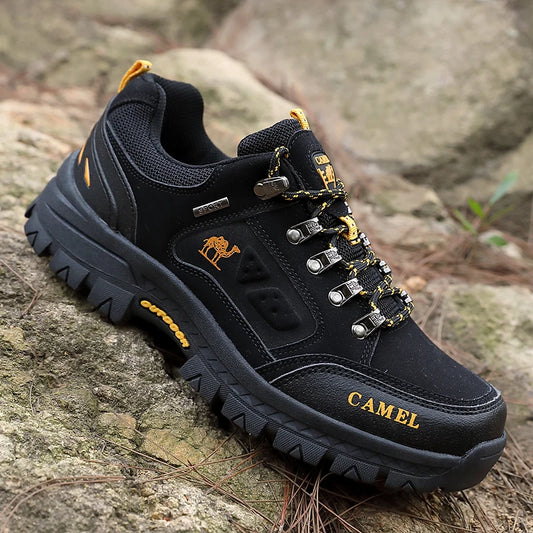 Classic Black Men's Hiking Shoes Outdoor Low-Cut Climbing Walking Shoes Trekking Sneakers Non-Slip Mountaineering Shoes for Men