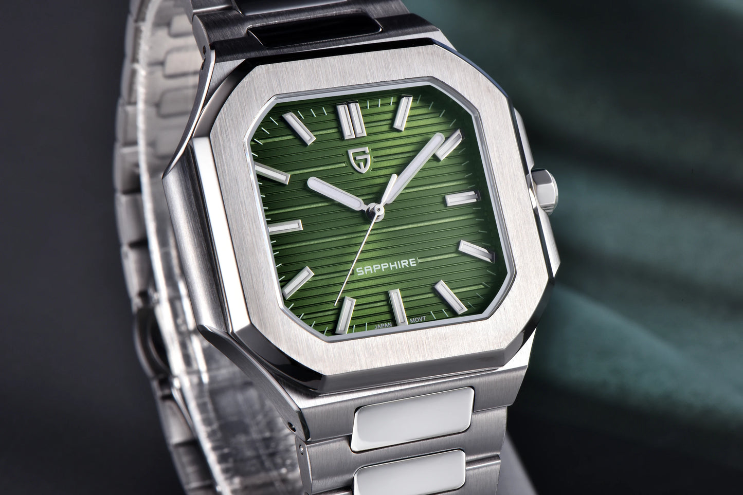 Nuovo orologio di lusso quadrato PAGANI DESIGN 2026 da uomo al quarzo, vetro zaffiro AR, movimento giapponese, luminoso, in acciaio 316L all steel
