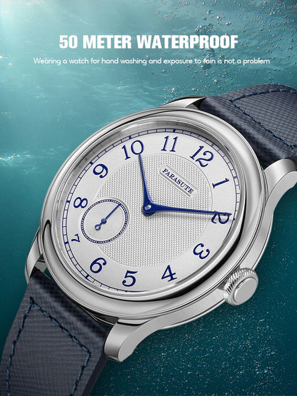 FARASUTE NEW Machinery Men Watch Salmon Dial St17 Manual Mechanical Watch Small Second Vintage Bonklip Bracelet