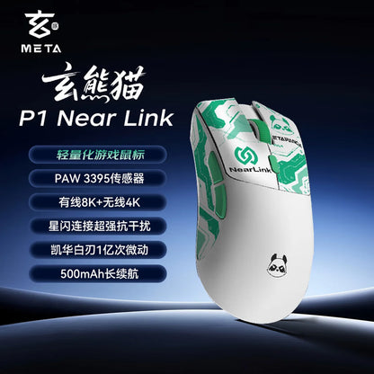 Mouse wireless Metaphyuni Metapanda P1 Pro Max Paw3395L, latență redusă, ușor, pentru e-sports și gaming, ergonomic, cadou pentru gamer PC