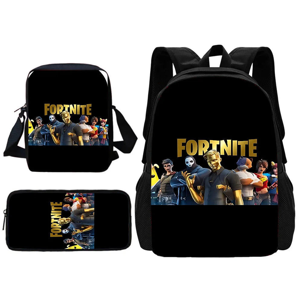 Hot Game Shooting Fortnite Child School Backpack with Shoulder Bag and Pencil Bags, School Bags for Boys and Girls, Best Gift
