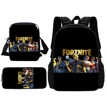 Hot Game Shooting Fortnite Child School Backpack with Shoulder Bag and Pencil Bags, School Bags for Boys and Girls, Best Gift