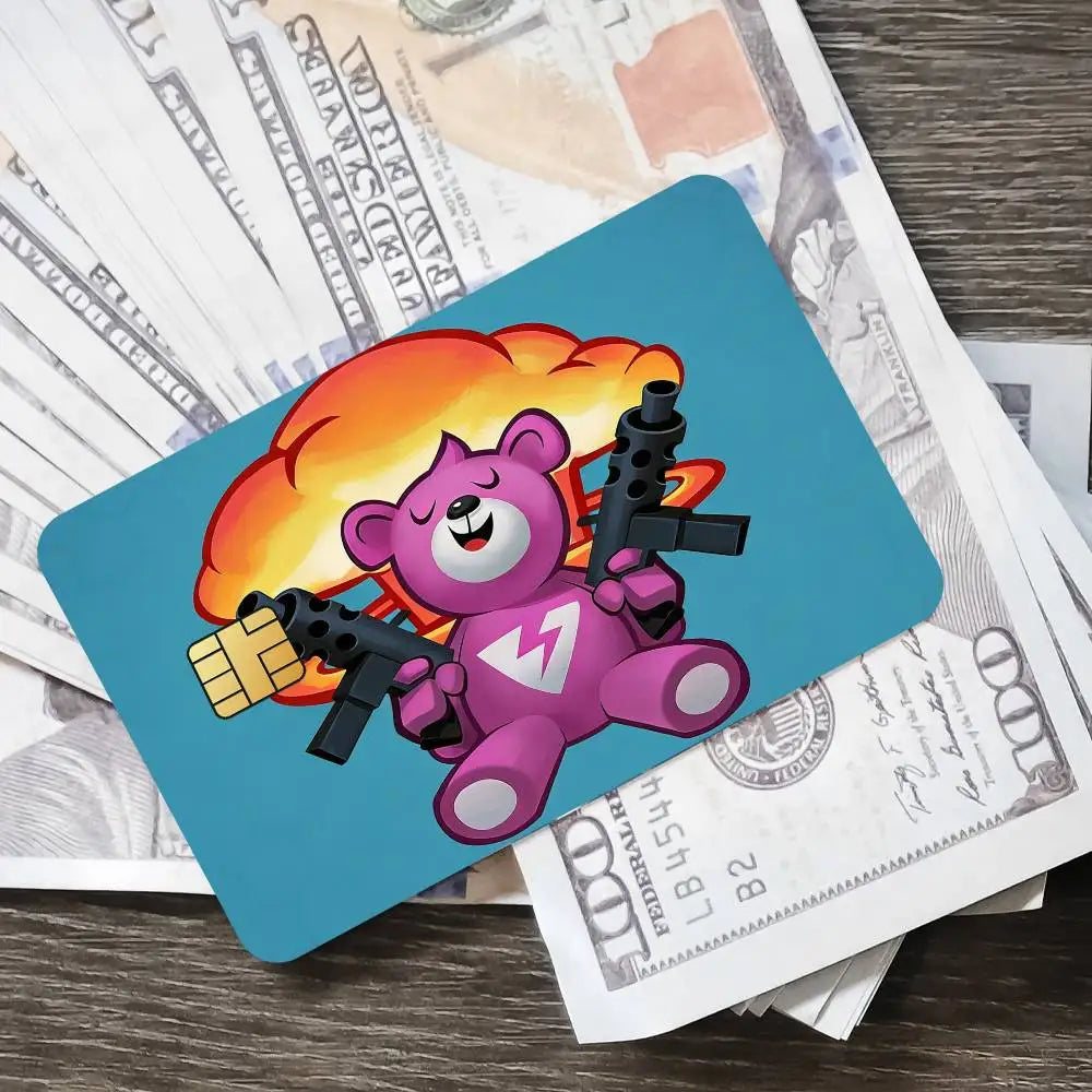 Autocolantes de cartões de jogo Fortnite Cuddle Team Leader para cartões bancários, película protetora impermeável, presente surpresa