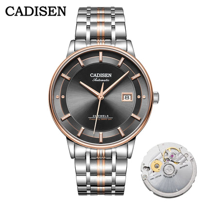 CADISEN Ultra-thin Mechanical Wristwatch Japan MIYOTA 9015 Top Brand Luxury Single-dome Sapphire Crystal Automatic Watch Man