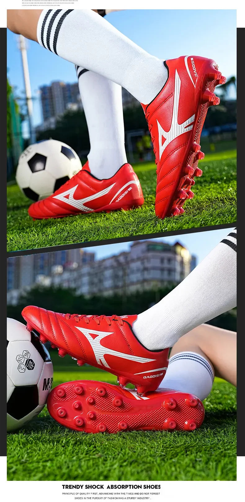 Scarpe da calcio con pulsanti principali e tacchetti lunghi spezzati - Scarpe da calcio per sport all'aperto