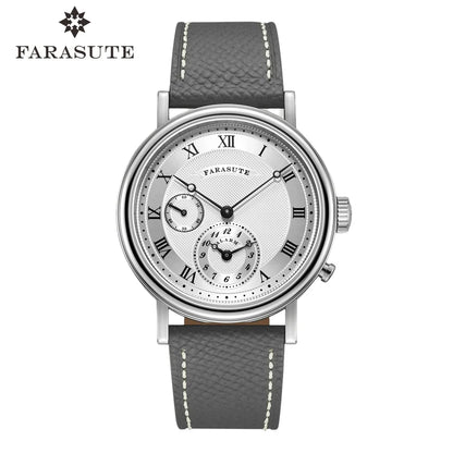 FARASUTE Retro Luxury Alarm Clock Quartz Watch Men Waterproof Night Light Wristwatch Casual Sapphire Stainless Steel Male Reloj