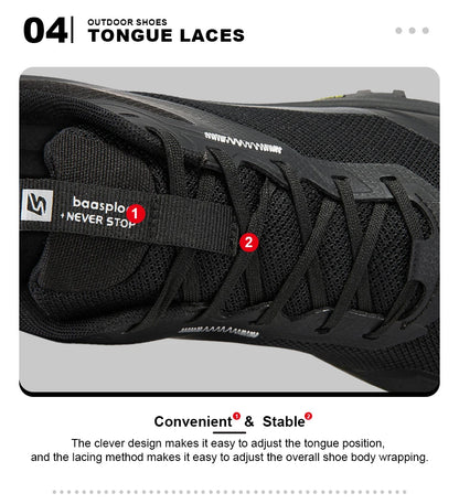 Baasploa Men Hiking Sneakers Outdoor Fashion Lightweight Breathable Shoes Male Casual Anti-Skid Wear-Resistant Climbing Shoes