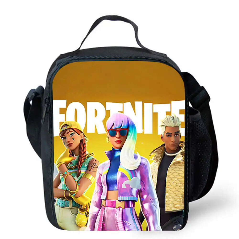 Lunch Bags for Children,Cartoon Fort-nite School Picnic Bags for Girls Boys,Kids Insulated Cooler Lunch Bags Portable Lightweigh