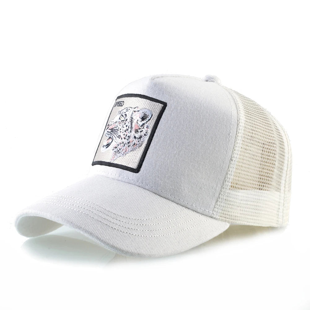 Gorras trucker de moda con parche bordado de cabra, snapback para las cuatro estaciones, gorra de béisbol para hombre y mujer con visera ajustable