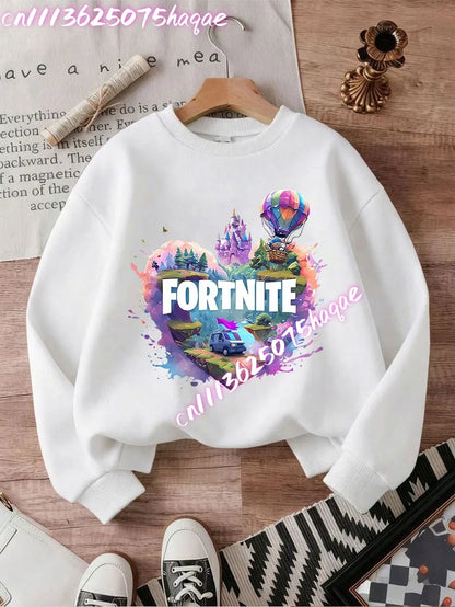 Fortnite Series Kids Sweatshirts Trendy Boys Girl Long Sleeves Pullover Tops Autumn Winter Cartoon Child Clothes Birthday Gifts