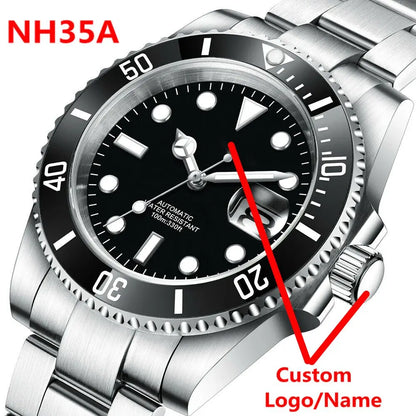 Custom watches Luxury Sapphire MIYOTA/NH35 Automatic Wristwatch Mechanical Mens Watch Sterile Dial Ceramic 10Bar Lume Male Clock