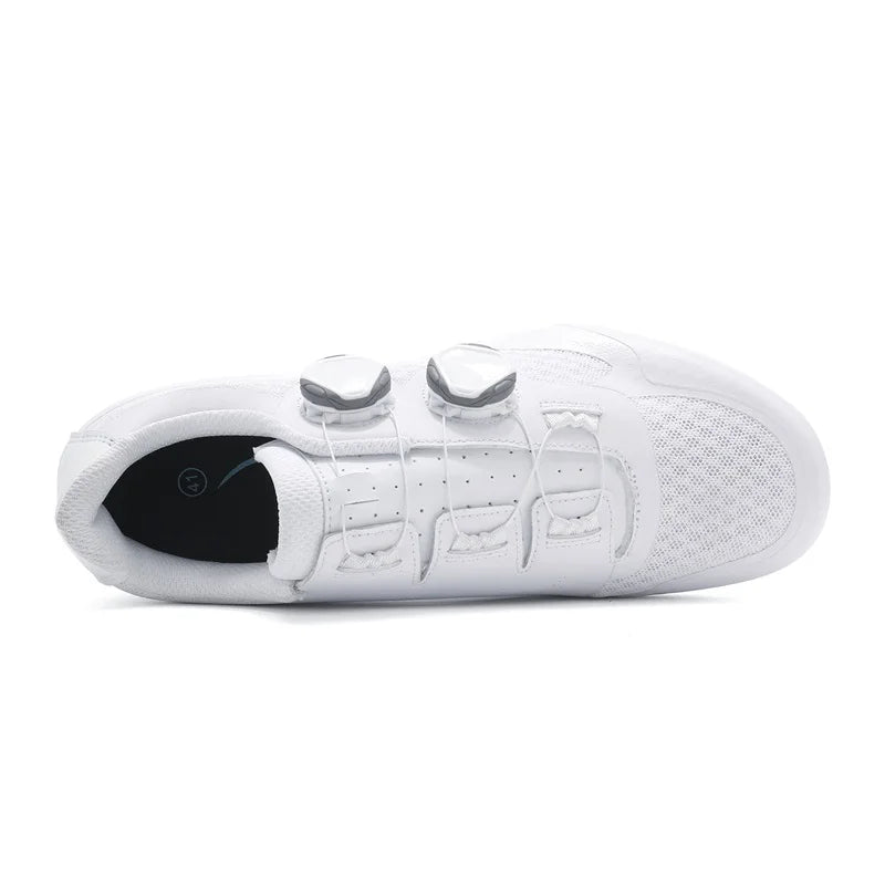 Zapatillas de ciclismo de velocidad para hombre, zapatillas de ciclismo de carretera, zapatillas con calas, zapatillas SPD, zapatillas de ciclismo para pedales planos, calzado de ciclismo para hombre, calzado para actividades al aire libre, color blanco