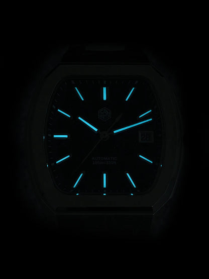 San Martin 39.5mm Tonneau Luxury Men Watch Mineral Dial Casual Sports PT5000 SW200 Automatic Mechanical Sapphire Luminous SN0145