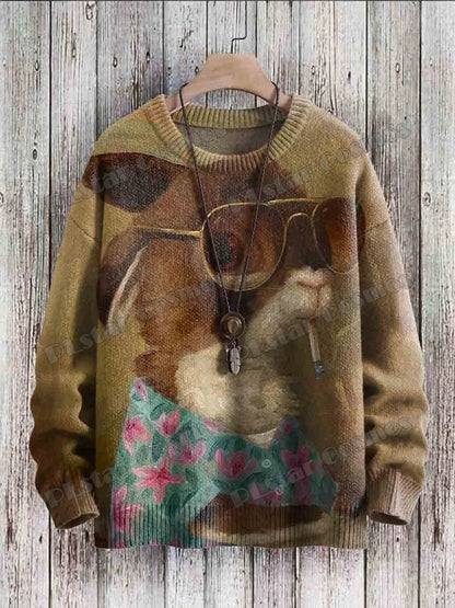 PLstar Cosmos Retro Dragon & Deer Art Pattern 3D Printed Mens Knitted Pullover Winter Unisex Casual Knit Pullover Sweater ZZM118
