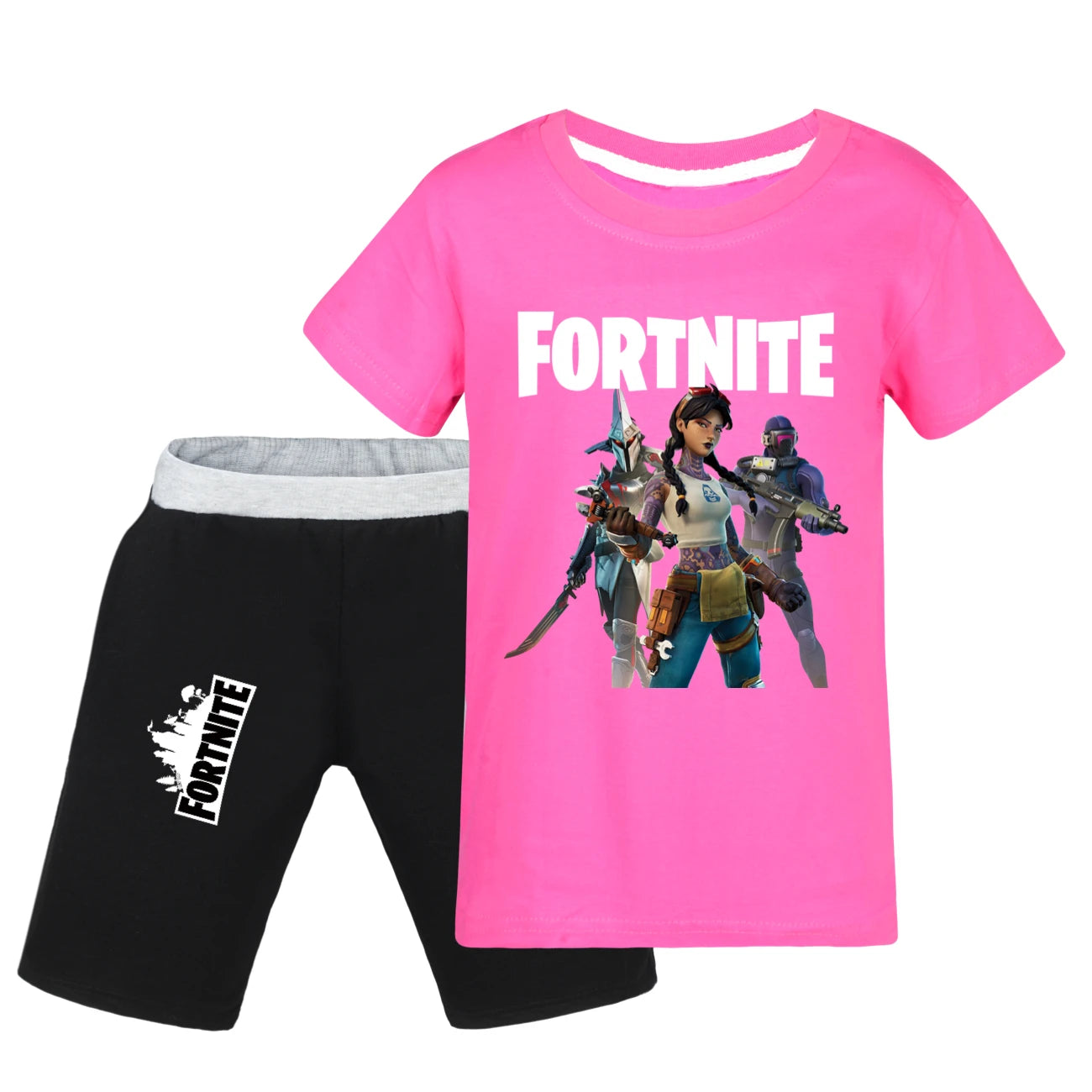 Fortnite Summer Kids Cartoon T-shirts Shorts Two-piece Set Baby Boys Tracksuit Girls Outfits 505
