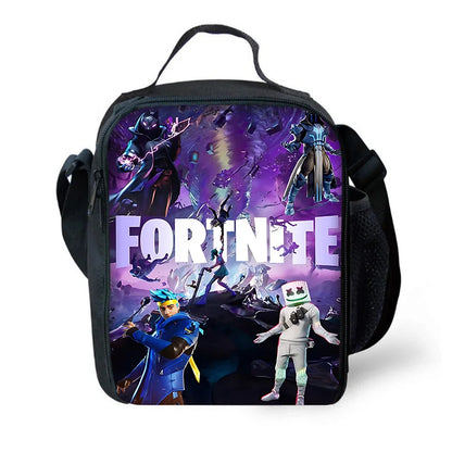 Hot Game Child School Backpack with Lunch Bags, Design-F-FortniteS Pencil Bags, School Bags for Boys Girls Best Gift