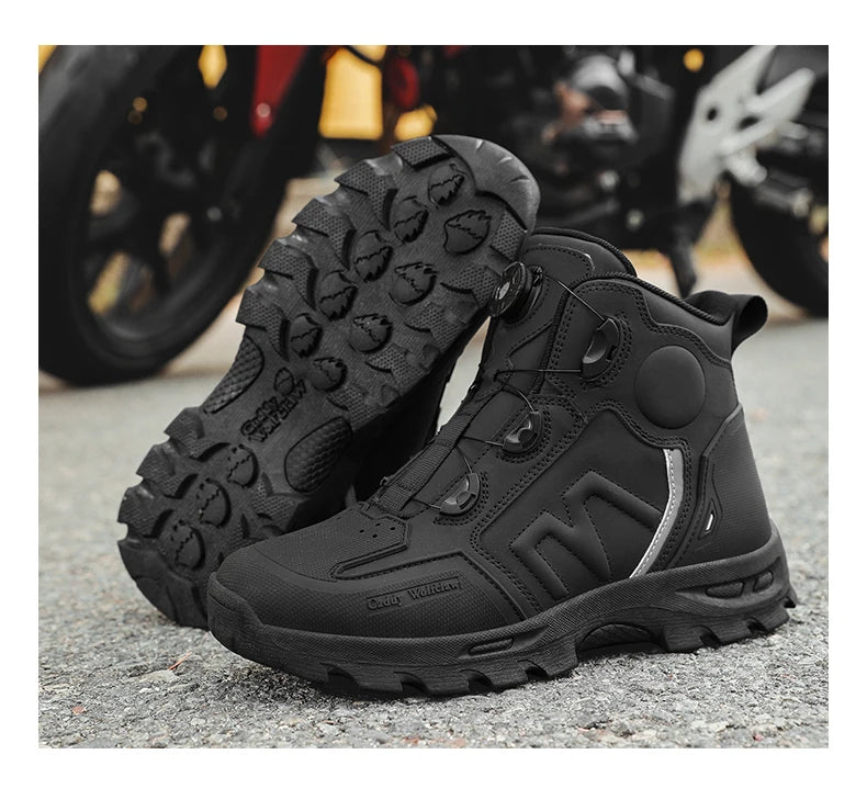 Bottes de moto imperméables pour hommes, chaussures de cyclisme pour Motocross, course de moto tout-terrain, Anti-chute, équipement respirant doux