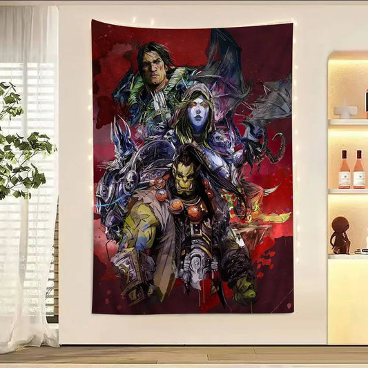 Hot Game World Of Warcraft-trykt stort vægtæppe, billigt hippie-vægophæng, boheme-vægtæpper, mandala-boligindretning