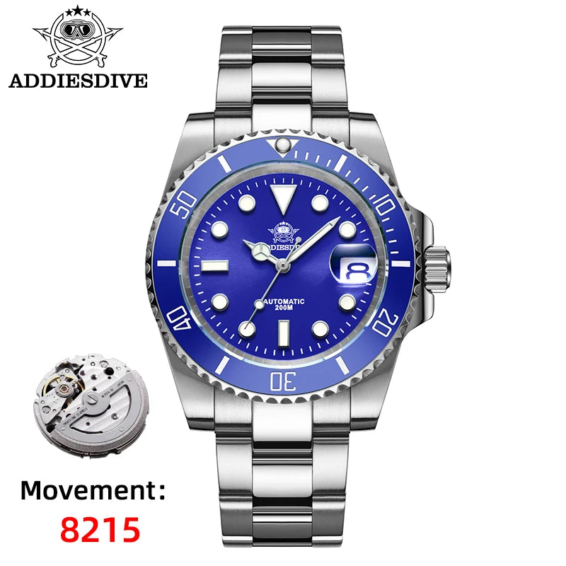 ADDIESDIVE Luxury Men's Automatic Watch 8215 Mechanical Watch BGW9 Luminous Sapphire Glass Diver's Watch Men Analog Watch AD2503
