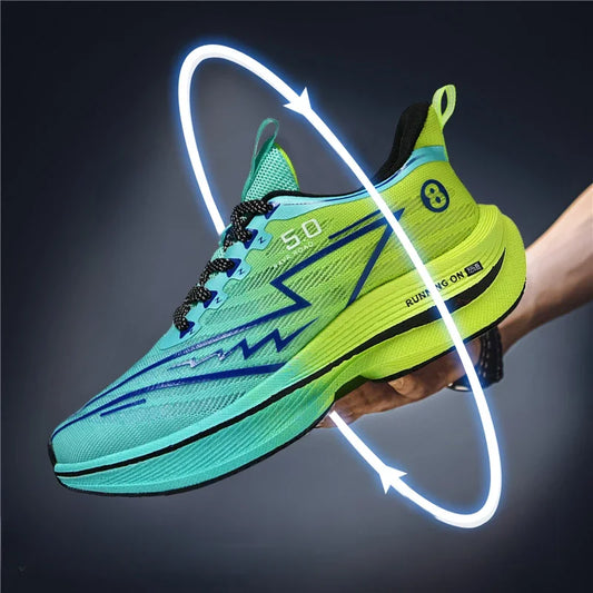 Men's Sport Shoes Professional Cushioned Carbon Plate Running Shoes Breathable Lace-up Casual Sneakers Marathon Athletic Footwear
