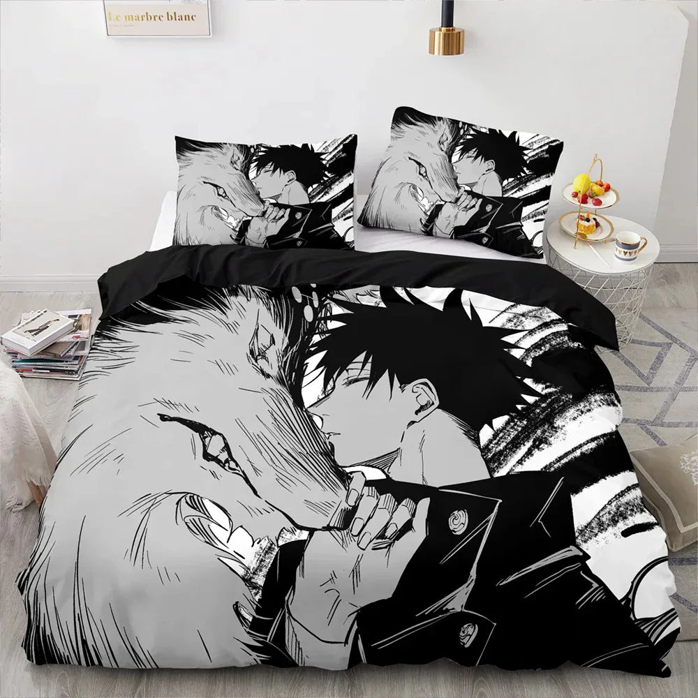 Anime Jujutsu Kaisen Satoru Gojo Bedding Set Boys Girls Twin Queen Size Duvet Cover Pillowcase Bed Kids Adult Home Textileextile